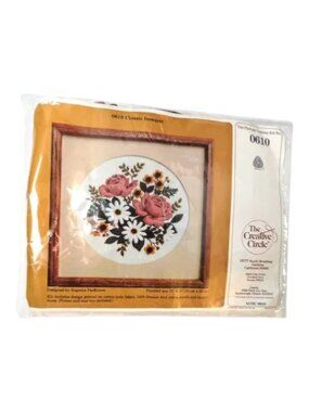 Vintage Creative Circle Needlepoint Kit Floral Bouquet Complete Sealed 1983
